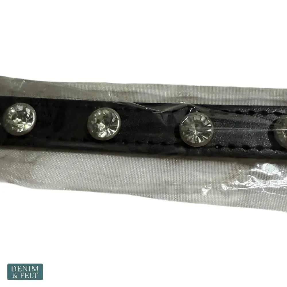 NEW‎ Black Rhinestone Dog Collar 15” Adjustable Pet Collar Bling Accessory
